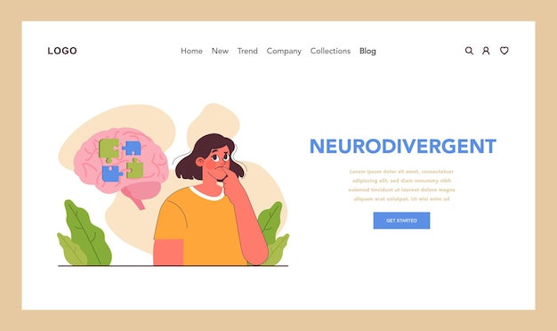 Banner web o página de aterrizaje de neurodiversidad espectro de desarrollo cognitivo concienciación sobre la salud mental