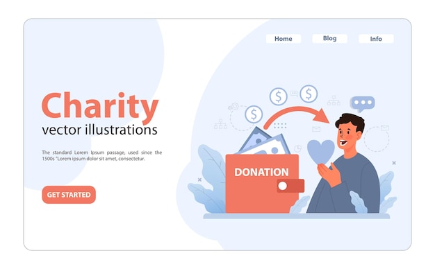 Banner web o página de aterrizaje de organizaciones benéficas y de caridad ayuda humanitaria para las personas necesitadas