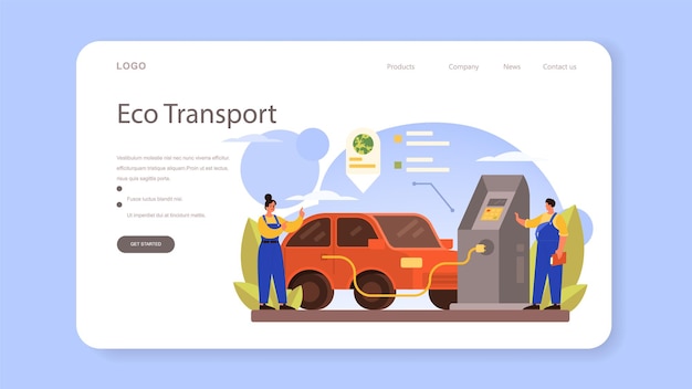 Banner web o página de destino de Refueler. Ilustración de vector aislado