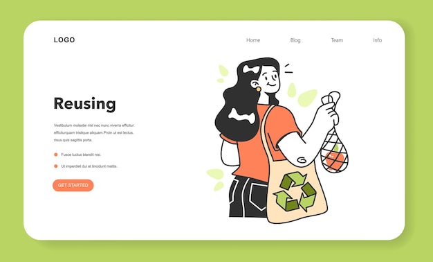 Banner web o página de inicio de cero desperdicio Reciclaje o reutilización