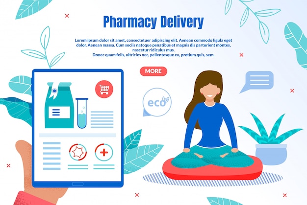 Banner de web plana de entrega de farmacia ecológica