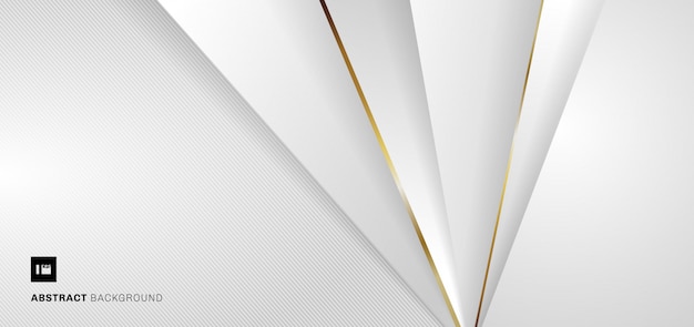 Banner web plantilla blanco y gris geométrico fondo metálico.