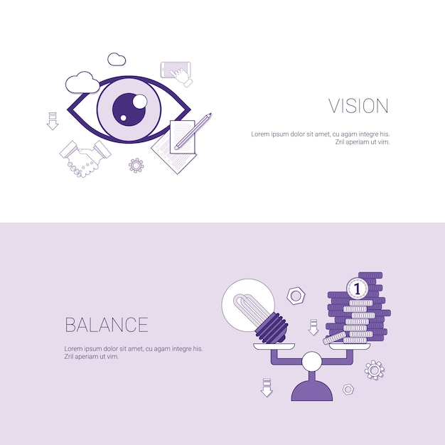 Banner de Web de plantilla de concepto de negocio de visión y equilibrio con espacio de copia