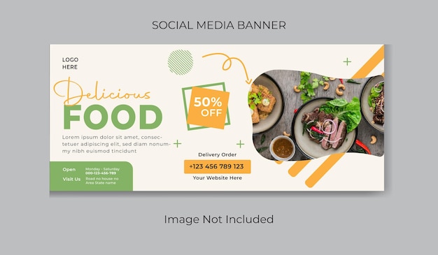 Un banner web para una plantilla de vector de servicio de entrega de alimentos.