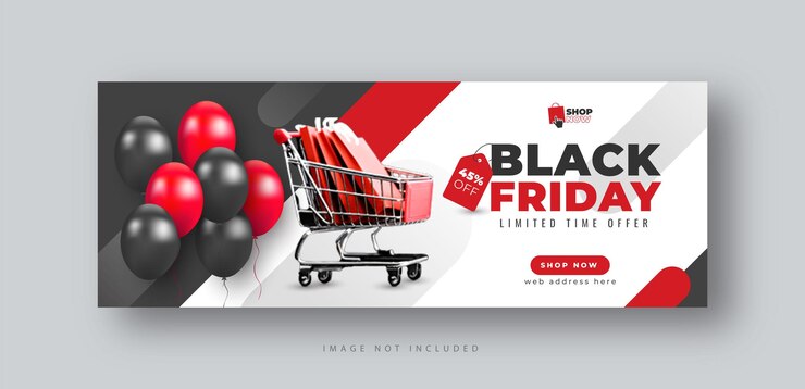 Vector banner web de portada de facebook de redes sociales de viernes negro