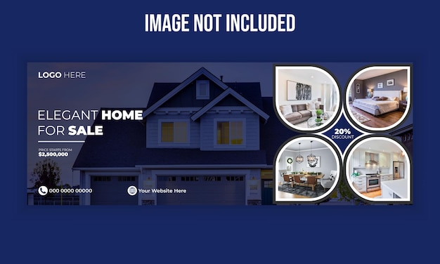Banner web de portada de redes sociales de compra y venta de casas modernas de bienes raíces vectoriales