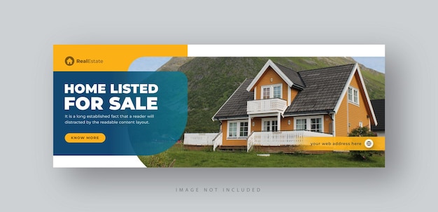 Banner de web de portada de redes sociales de venta de casas de bienes raíces