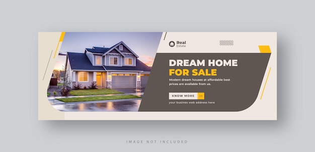 Banner de web de portada de redes sociales de venta de casas de bienes raíces