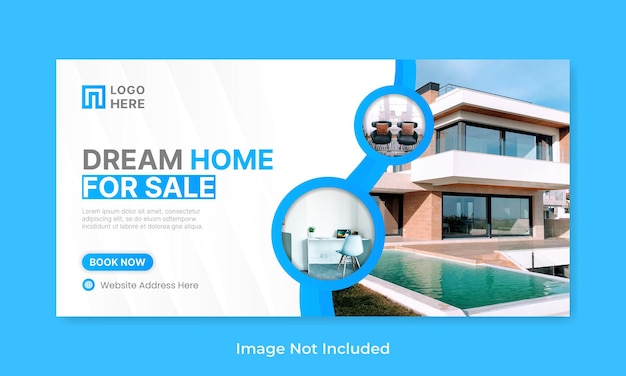 Vector banner de web de portada de redes sociales de venta de casas de bienes raíces