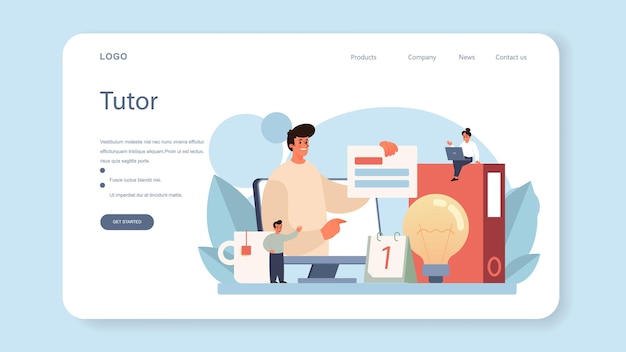 Banner web para profesores o página de destino. Ilustración vectorial plana