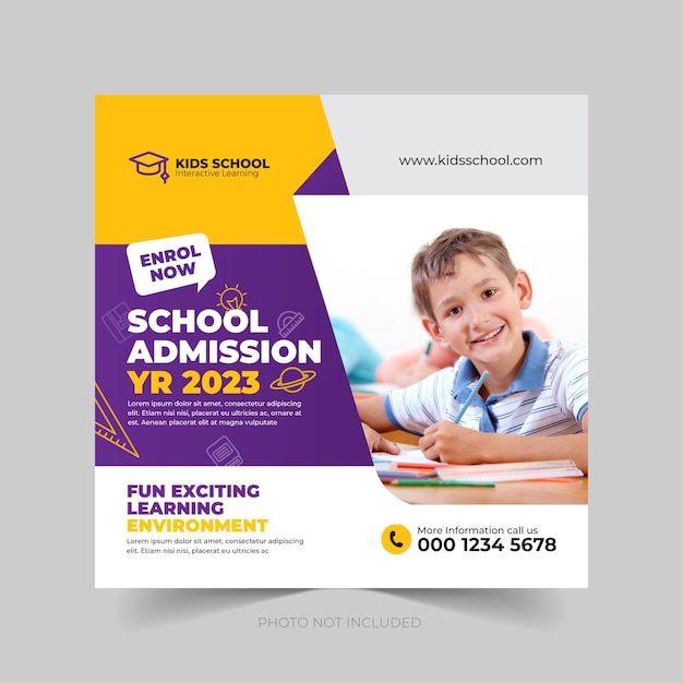 Banner de web de publicación de redes sociales de admisión de educación escolar