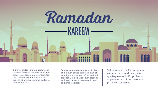 Banner web de Ramadán Kareem con mezquita