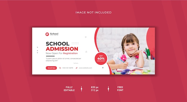 Banner web de redes sociales de regreso a la escuela y plantilla de diseño de portada de facebook