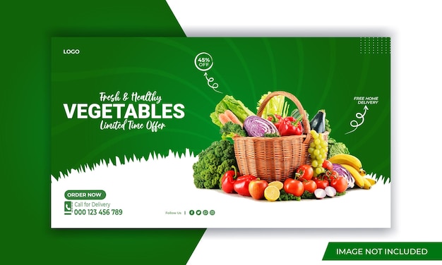 Banner web y redes sociales de verduras frescas Helthy