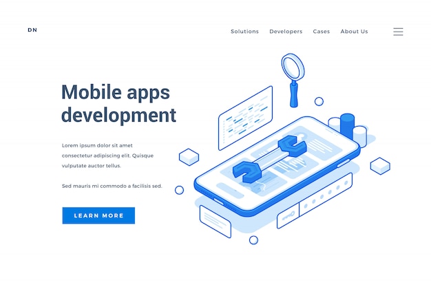 Banner web para el servicio de desarrollo de aplicaciones móviles