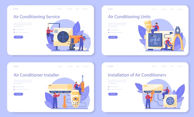 Banner web de servicio de reparación e instalación de aire acondicionado