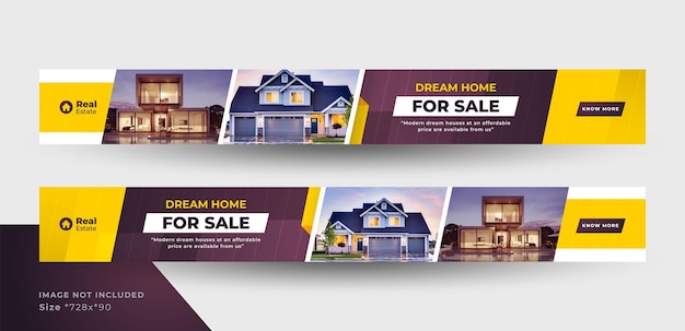 Vector banner de web de sitio web grande de bienes raíces de venta de viviendas para promoción