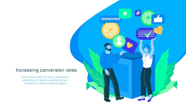 Banner web sobre el tema de la generación de clientes potenciales y el aumento de la tasa de conversión