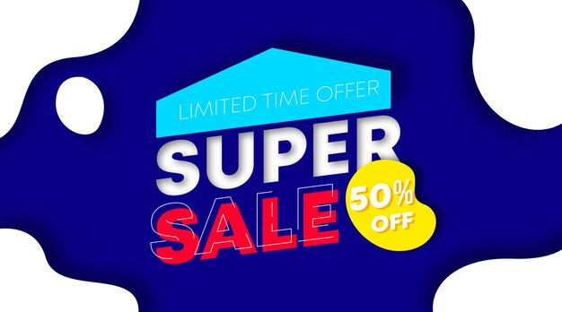 Banner web de super venta para necesidades de promoción. Ilustración de vector de fondo de super venta