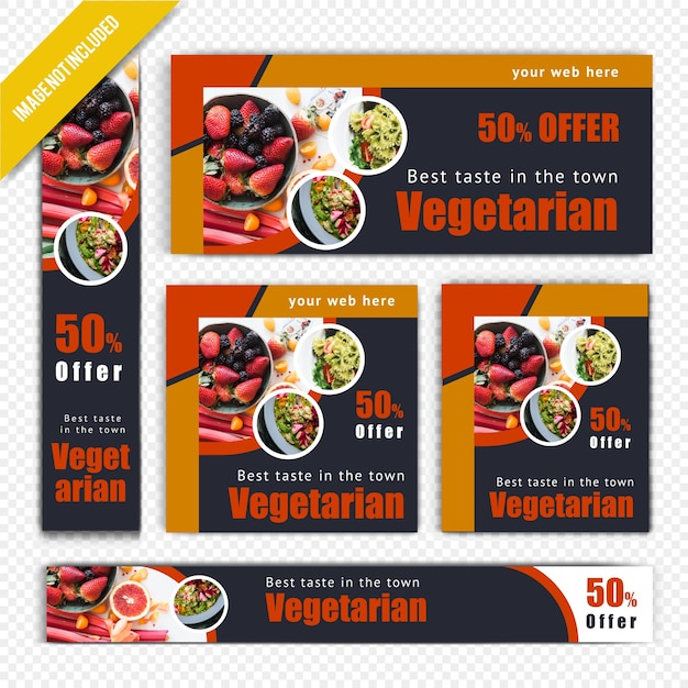 Vector banner de web vegetariana para restaurante