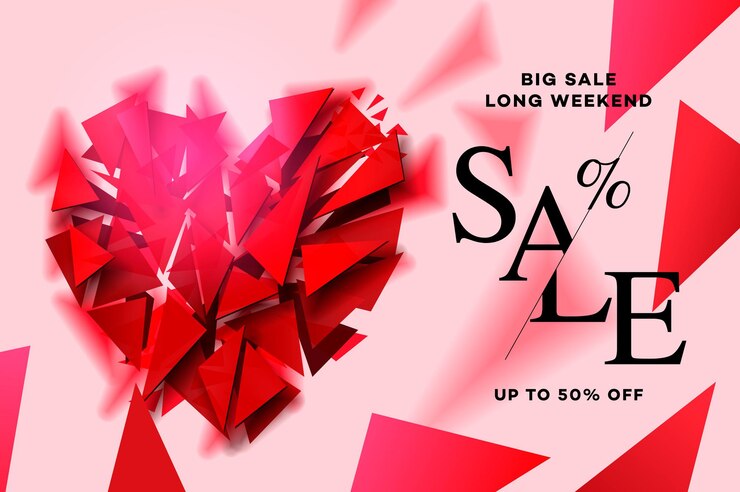 Vector banner de web de venta de día de san valentín, ilustración vectorial.