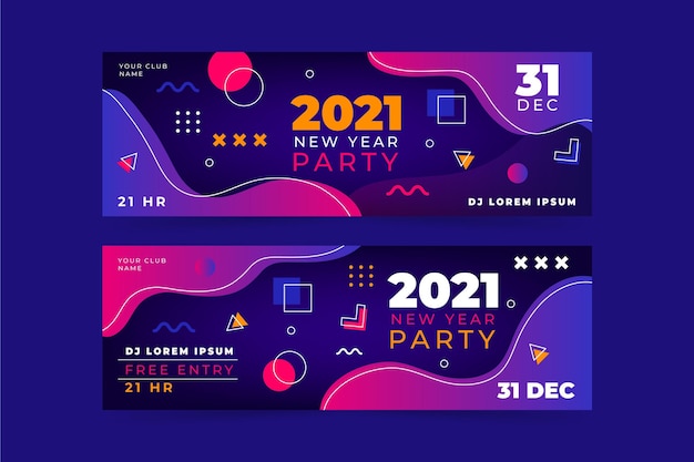 Banners abstractos de fiesta de año nuevo 2021