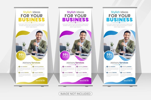 Banners acumulativos de negocios vectoriales para marketing