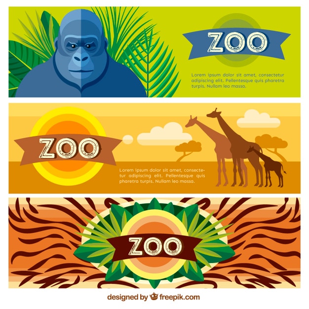 Vector banners de animales planos