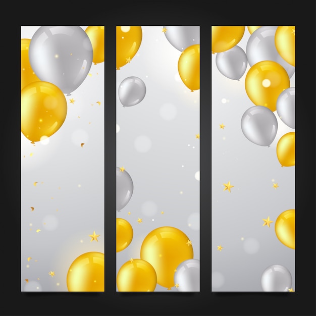 Banners de aniversario de golden balloon