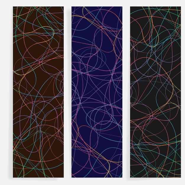 Banners blancos de onda vertical de color abstracto