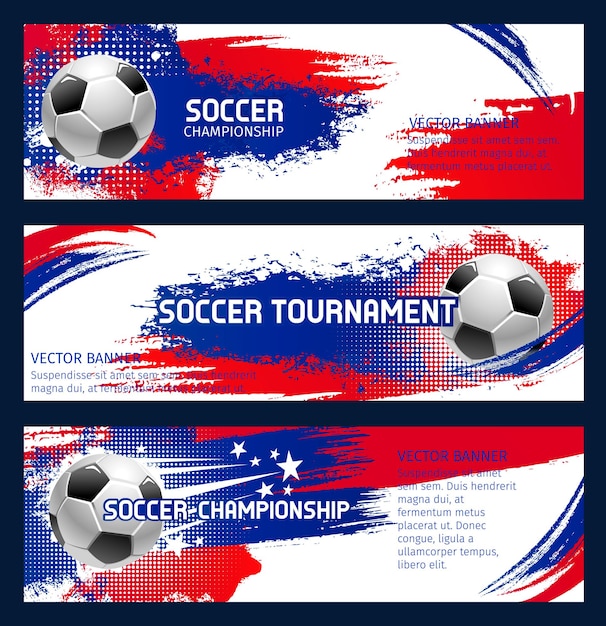 Banners de campeonato de partido de fútbol de vector