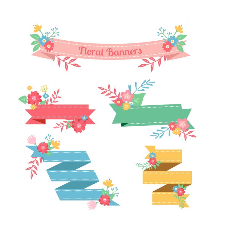 Vector banners de cinta floral