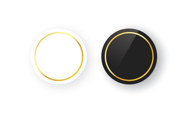Banners de círculo de vector abstracto en botón blanco y negro