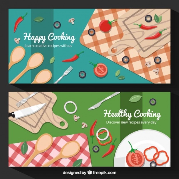 Vector banners de cocina saludable