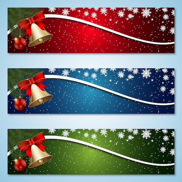Vector banners coloridos de navidad y año nuevo