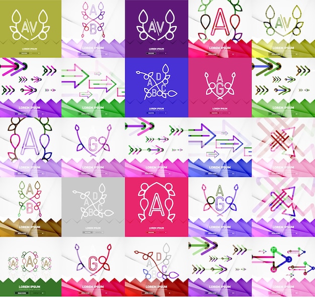 Banners cuadrados con elementos lineales