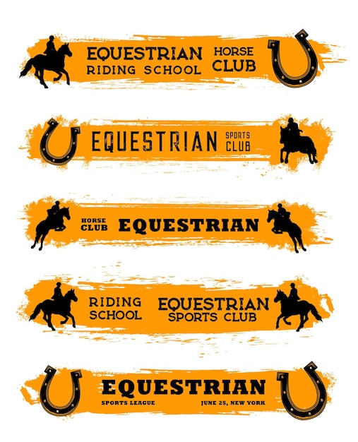 Banners de deporte ecuestre equitación y carreras.