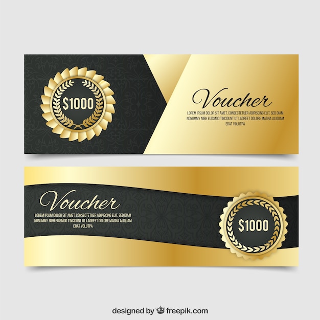 Banners de descuento de oro