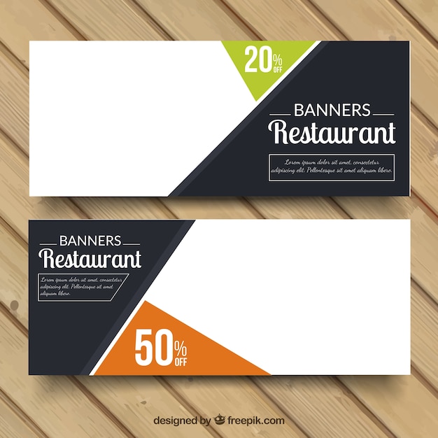 Vector banners de de descuento de restaurante