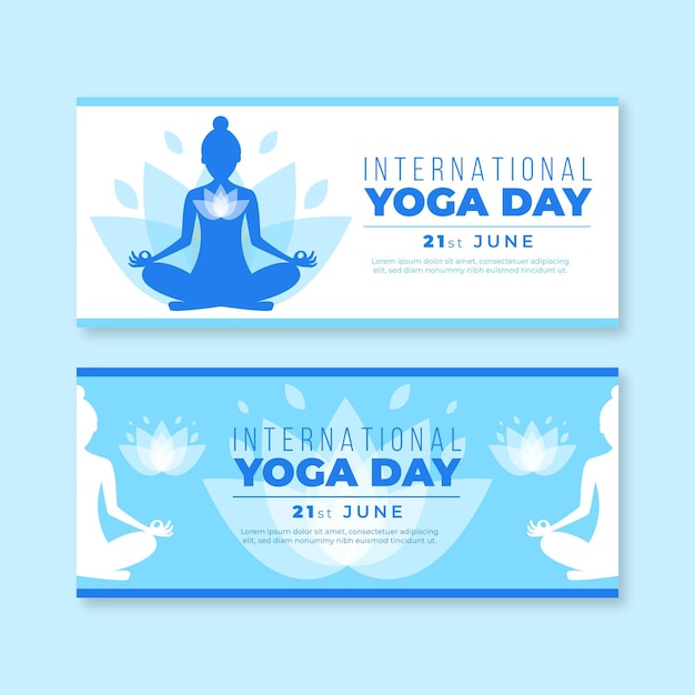 Banners del día internacional del yoga