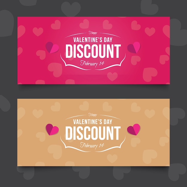 Vector banners del día de san valentín con corazones