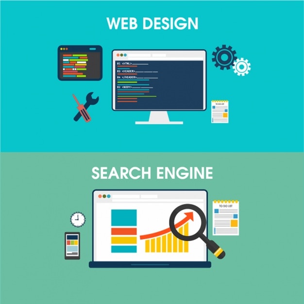 Banners de diseño web y motor de búsqueda