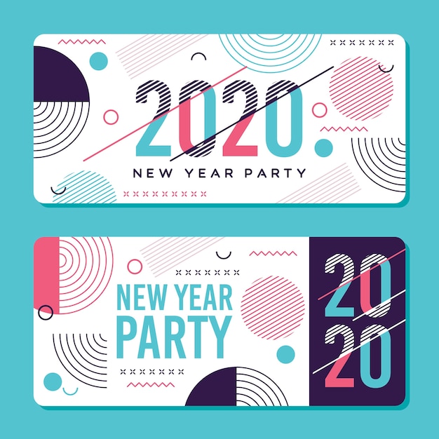 Banners de fiesta abstracta año nuevo 2020
