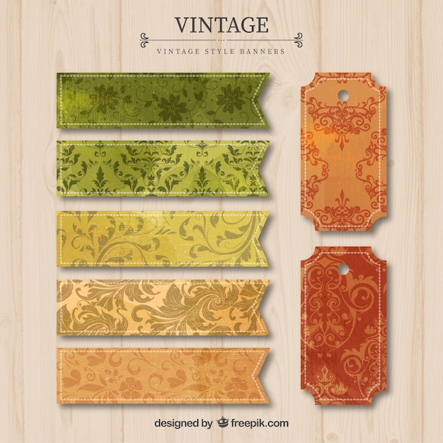 Vector banners florales en estilo vintage