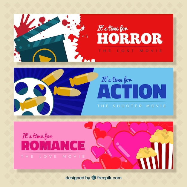 Vector banners con géneros de cine