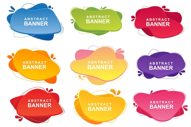 Banners gráficos de colores con formas fluidas que fluyen