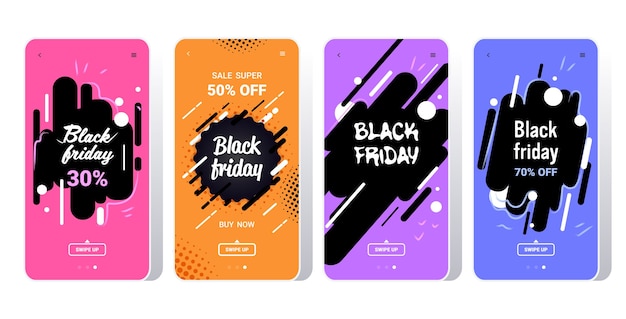 Banners de gran venta colección de viernes negro oferta especial marketing promocional compras navideñas