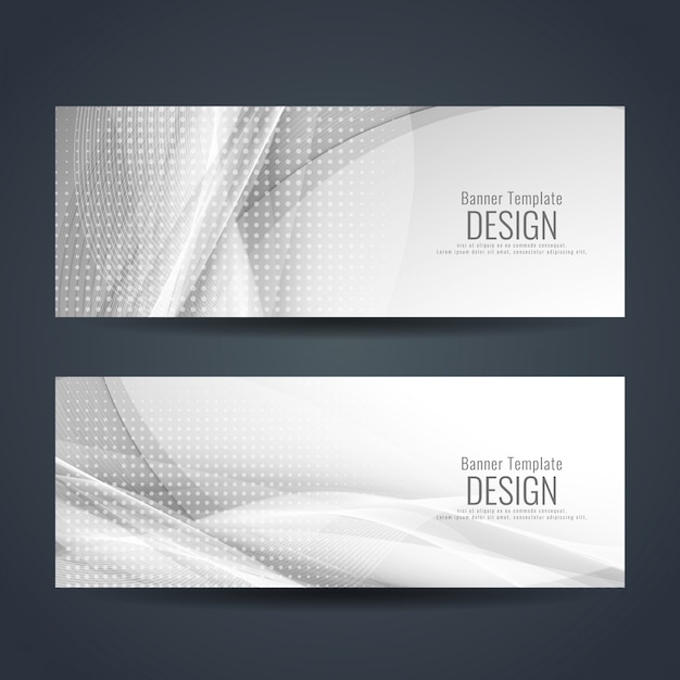 Vector banners grises ondulados de semitono