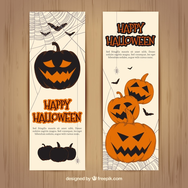 Banners de halloween dibujados a mano