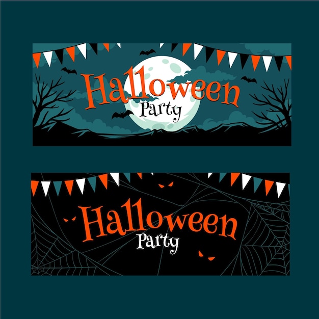 Vector banners de halloween de diseño plano